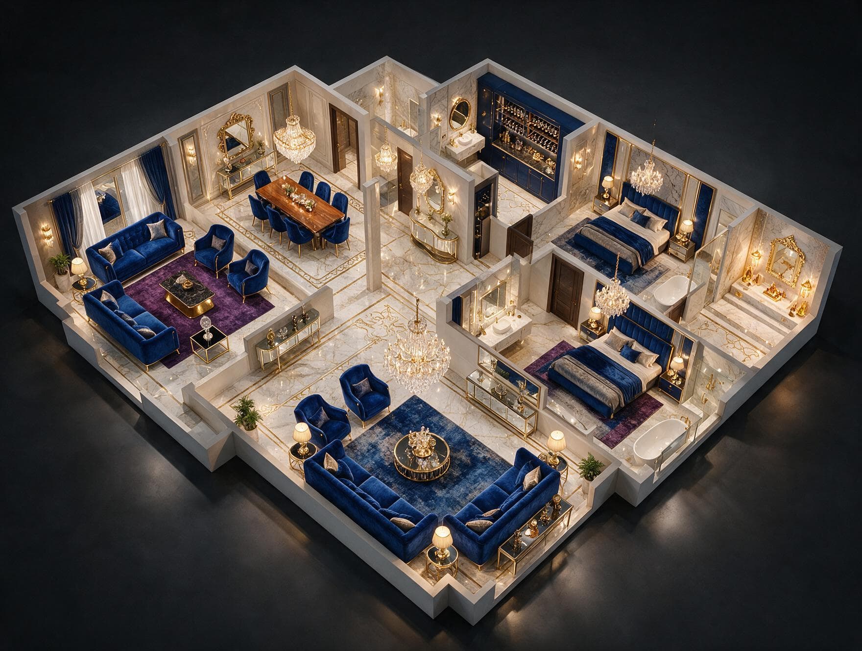 M3M Jacob & Co Residences 4 BHK Residence Plan 3D view