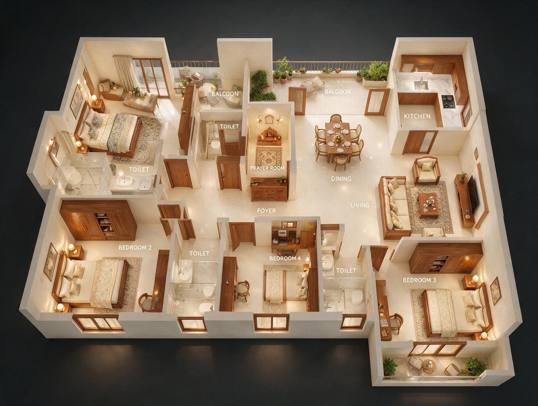 Godrej Nest 4 BHK Floor Plan 3D view