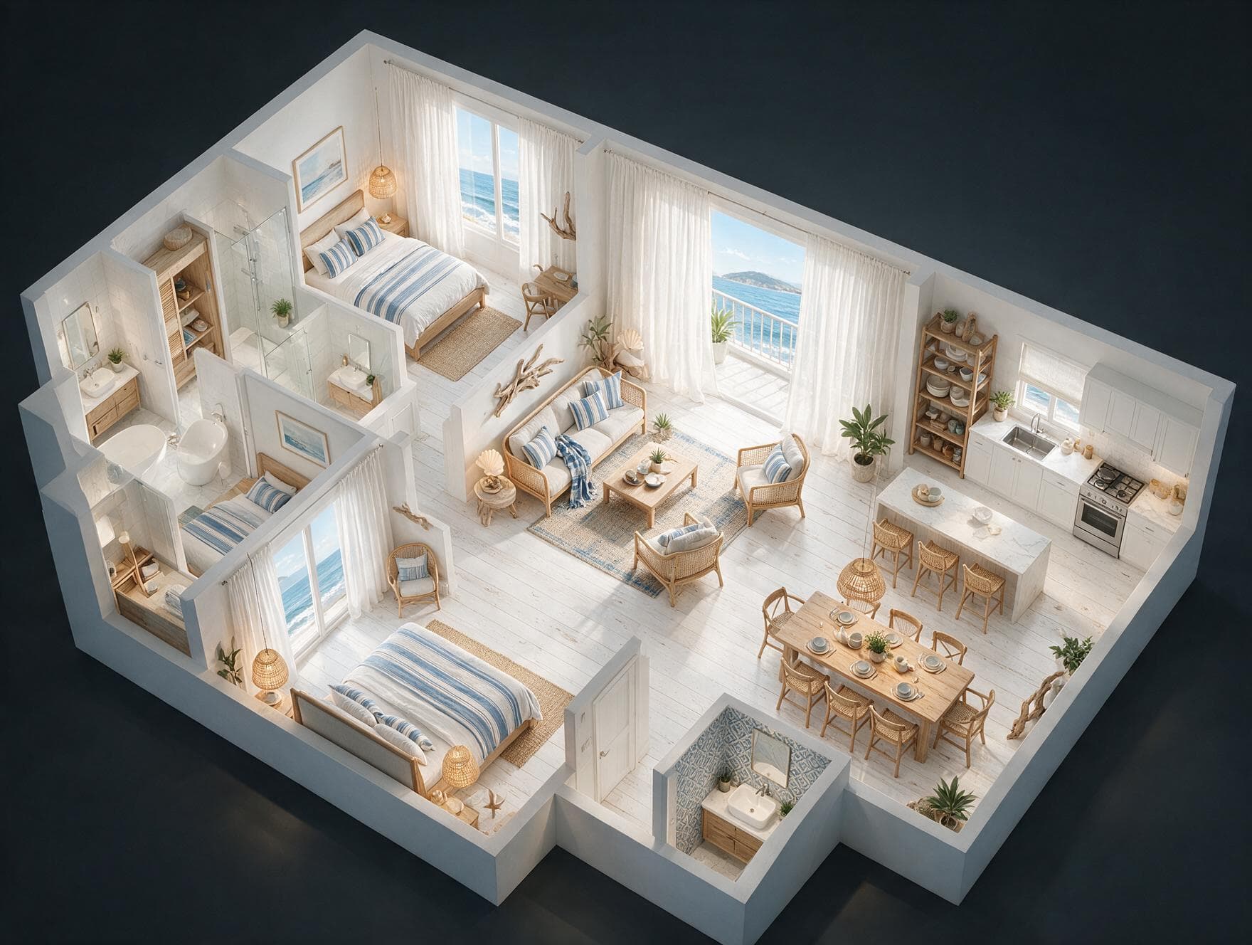 Godrej Palm Retreat 3 BHK Floor Plan 3D view