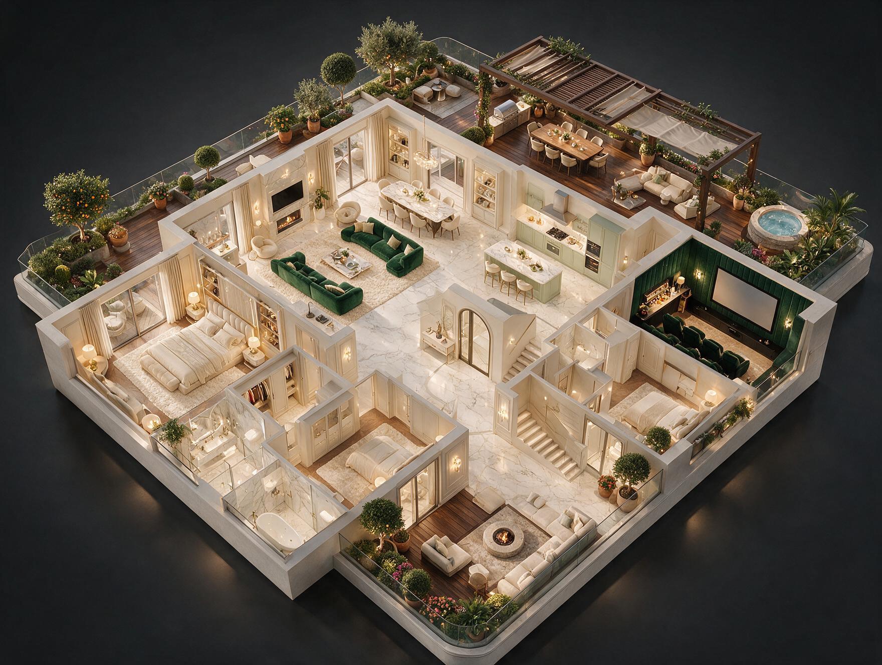 Gulshan Taj Skyscape 4 BHK Sky Plan 3D view