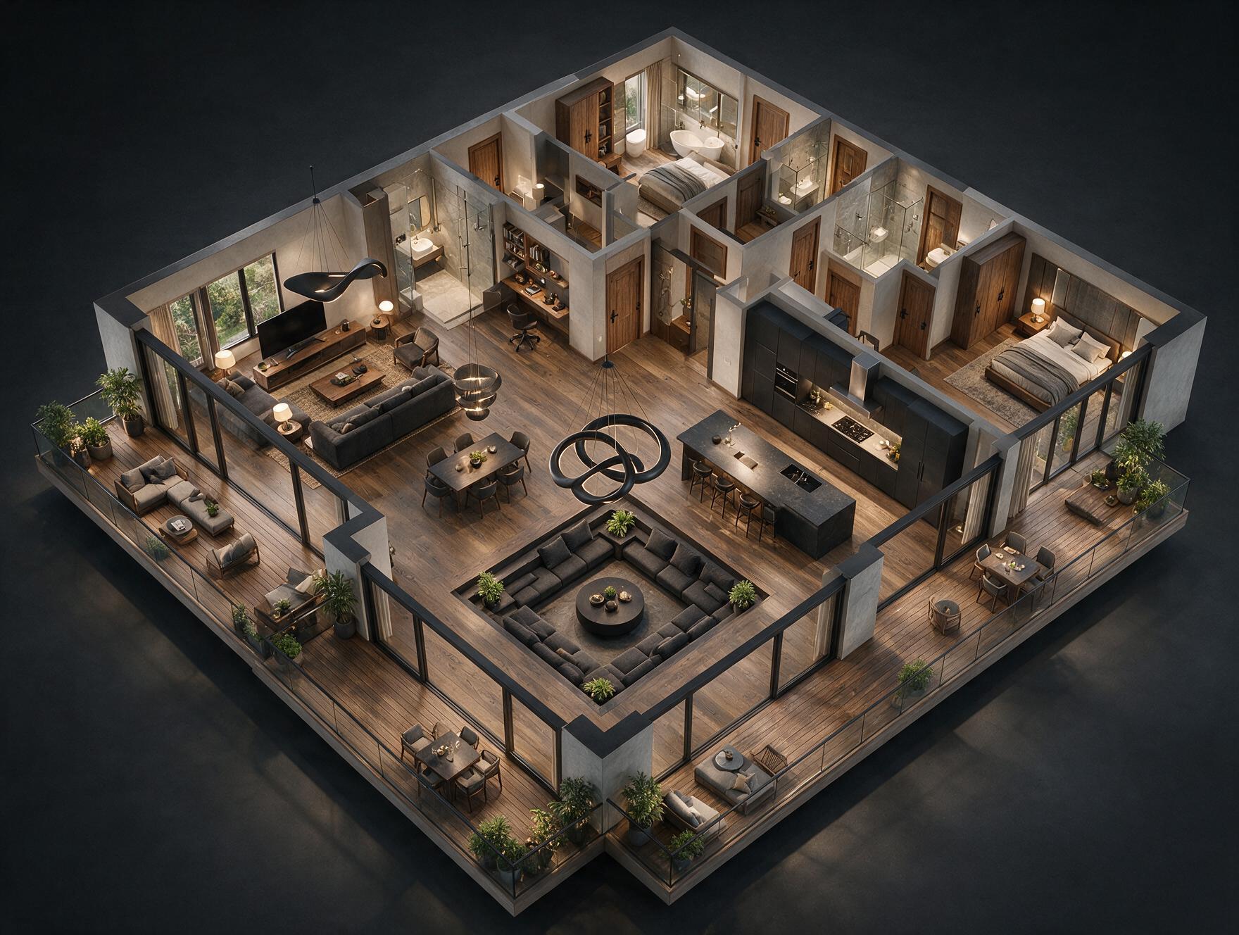 M3M Experia 4 BHK Floor Plan 3D view