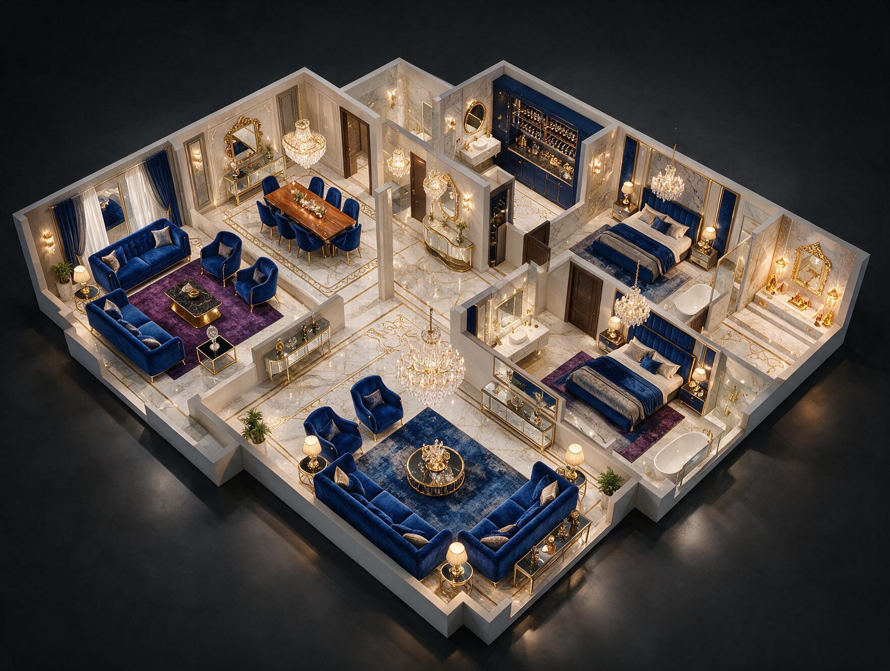 M3M Jacob & Co Residences 4 BHK Residence Plan 3D view