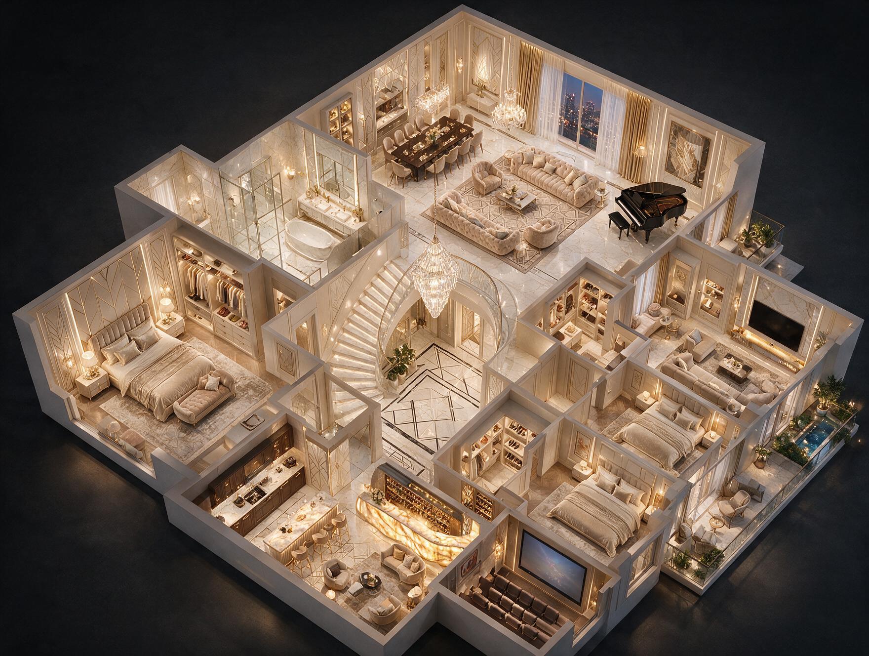M3M Jacob & Co Residences 5 BHK Residence Plan 3D view