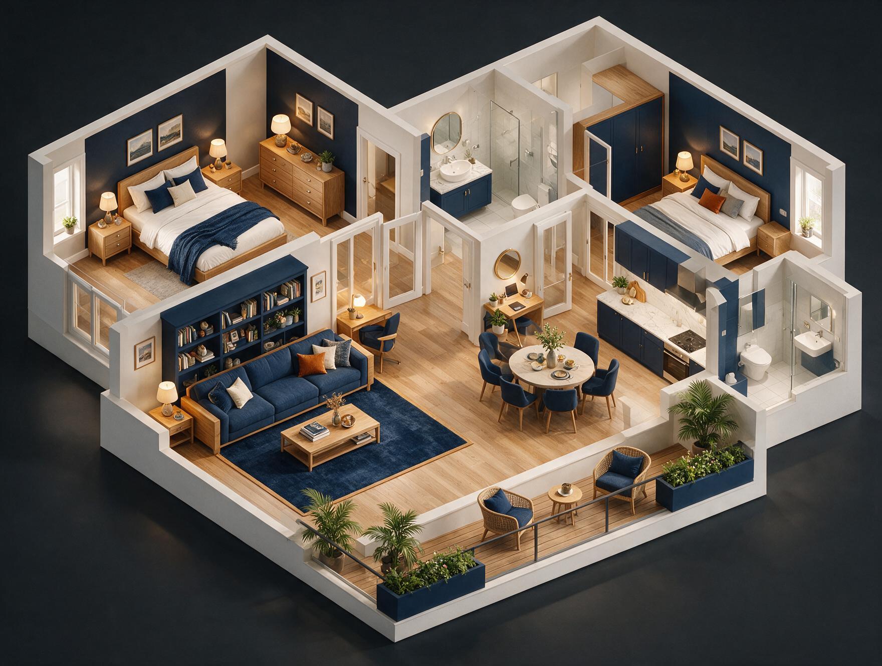 Godrej Nest 2 BHK Floor Plan 3D view