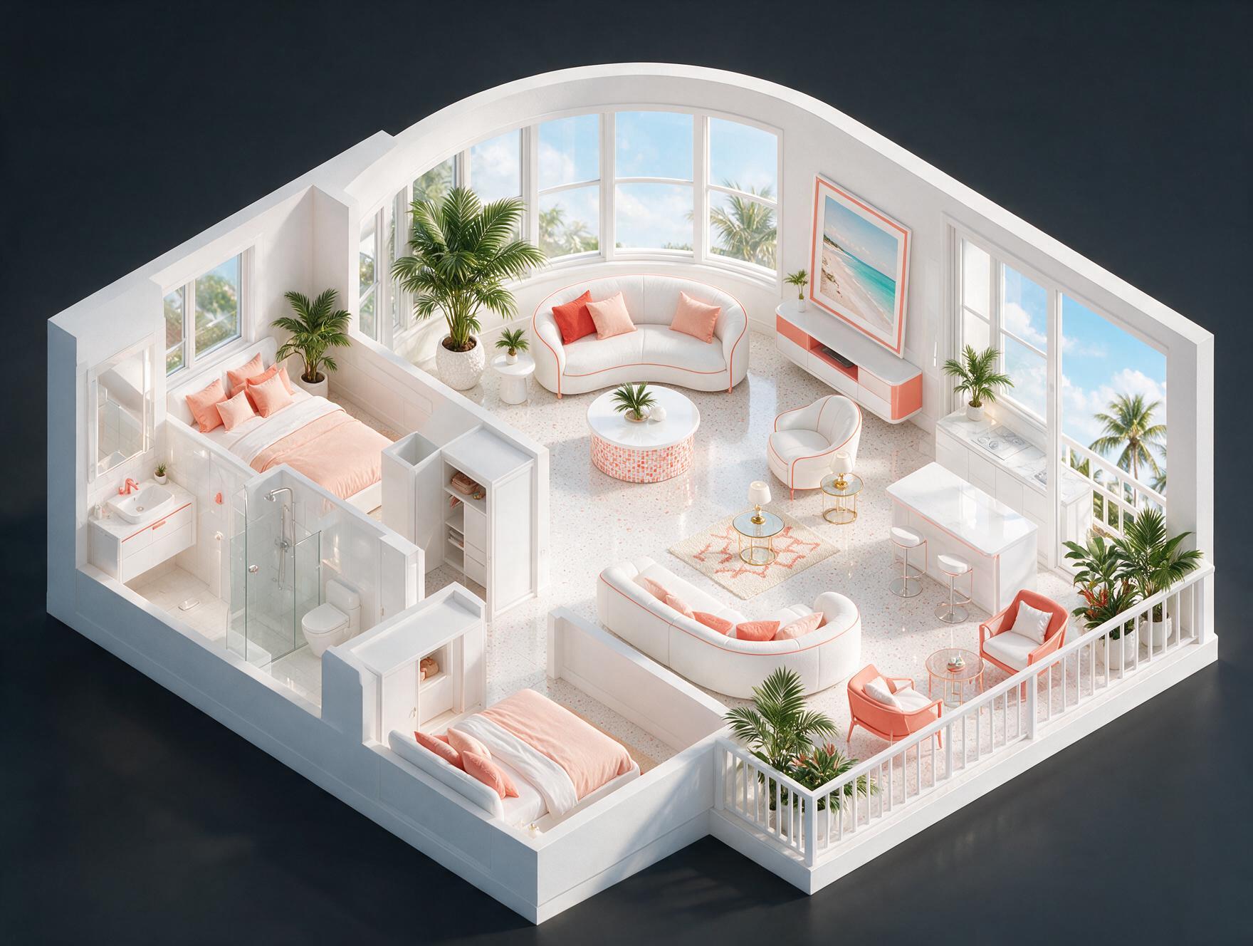 Godrej Palm Retreat 2 BHK Floor Plan 3D view