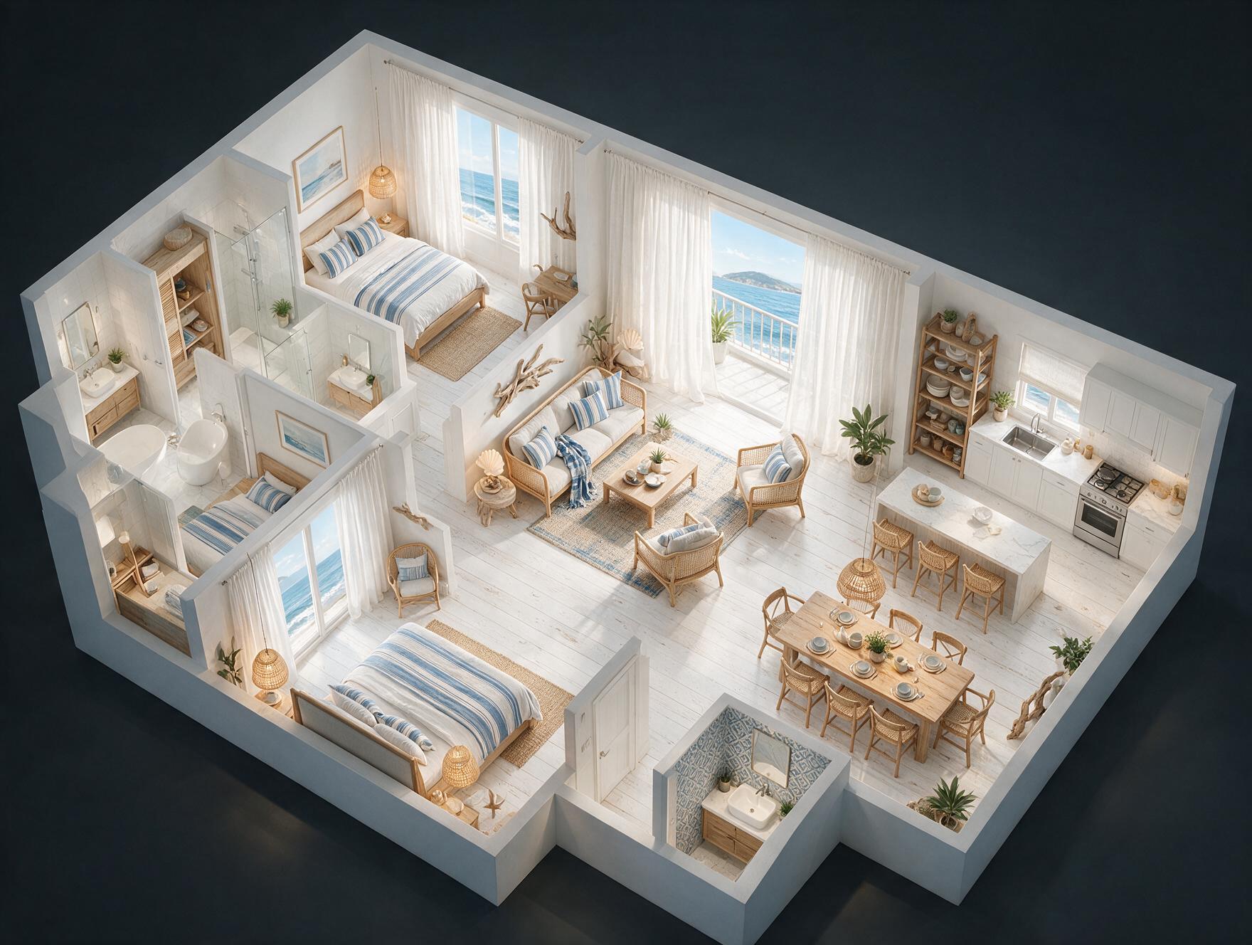 Godrej Palm Retreat 3 BHK Floor Plan 3D view