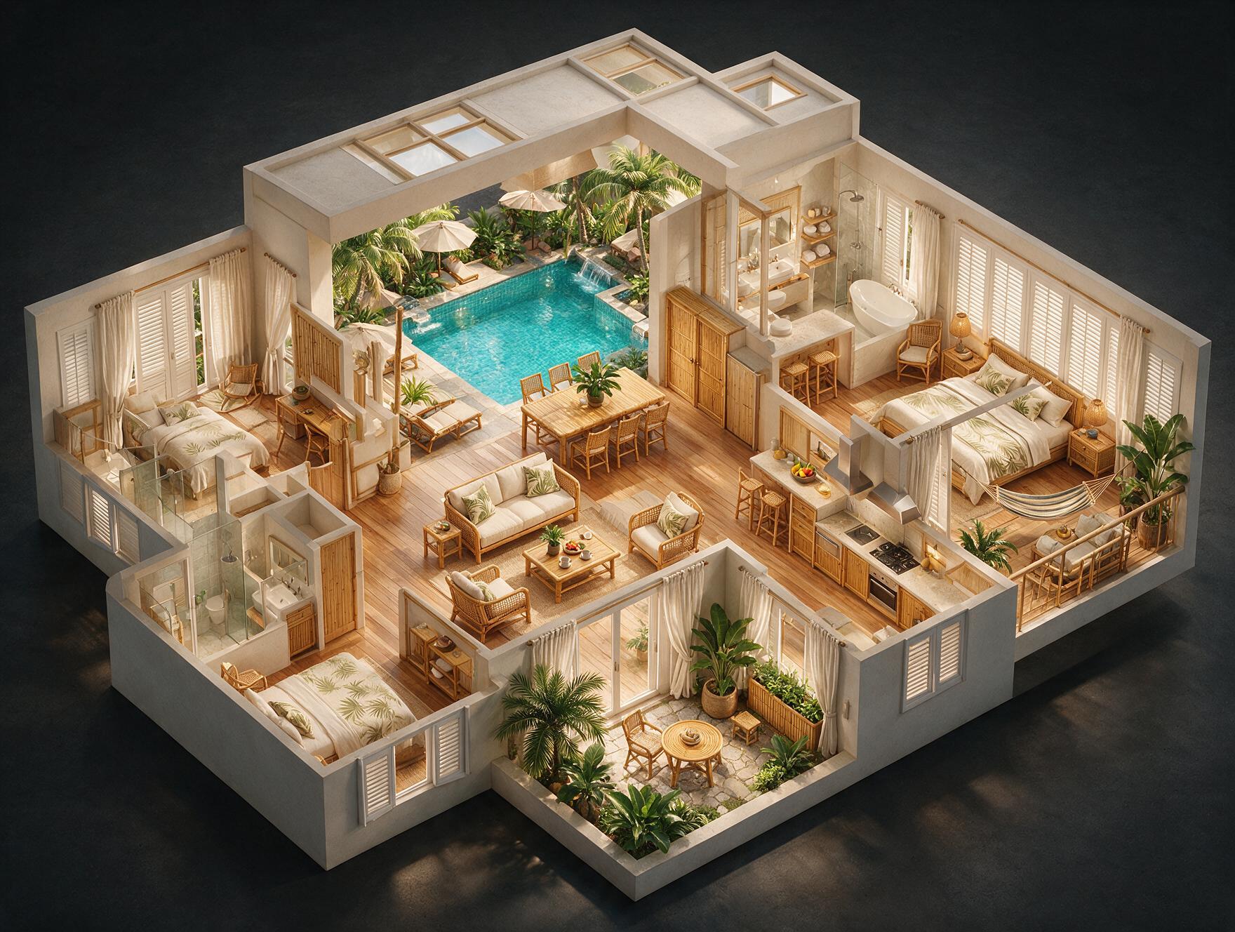 Godrej Tropical Isle 3 BHK Floor Plan 3D view