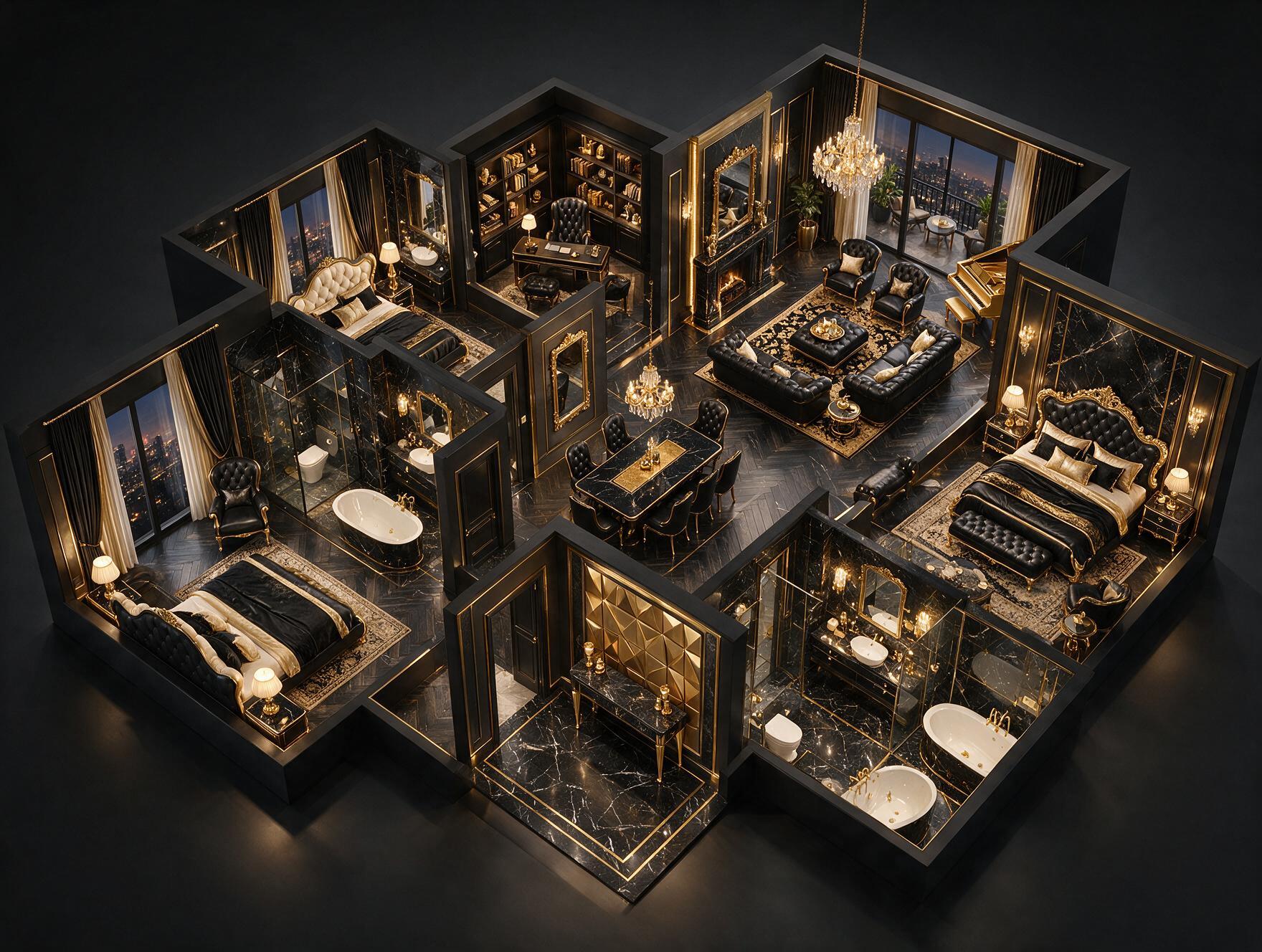 Trump Towers by M3M 3.5 BHK Floor Plan 3D view