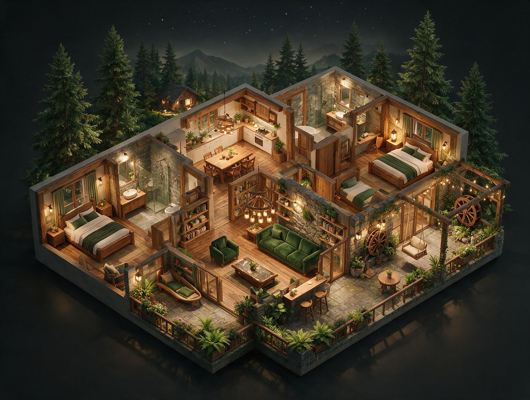 Godrej Woods 3 BHK Floor Plan 3D view